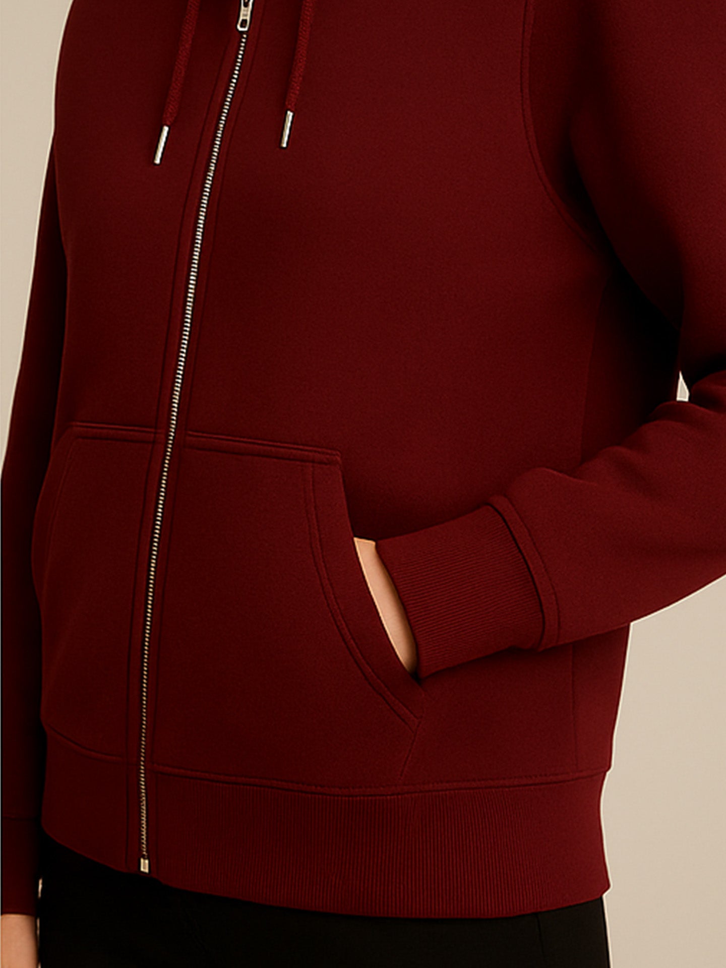 ORGANIC ZIP HOODIE - Almônd