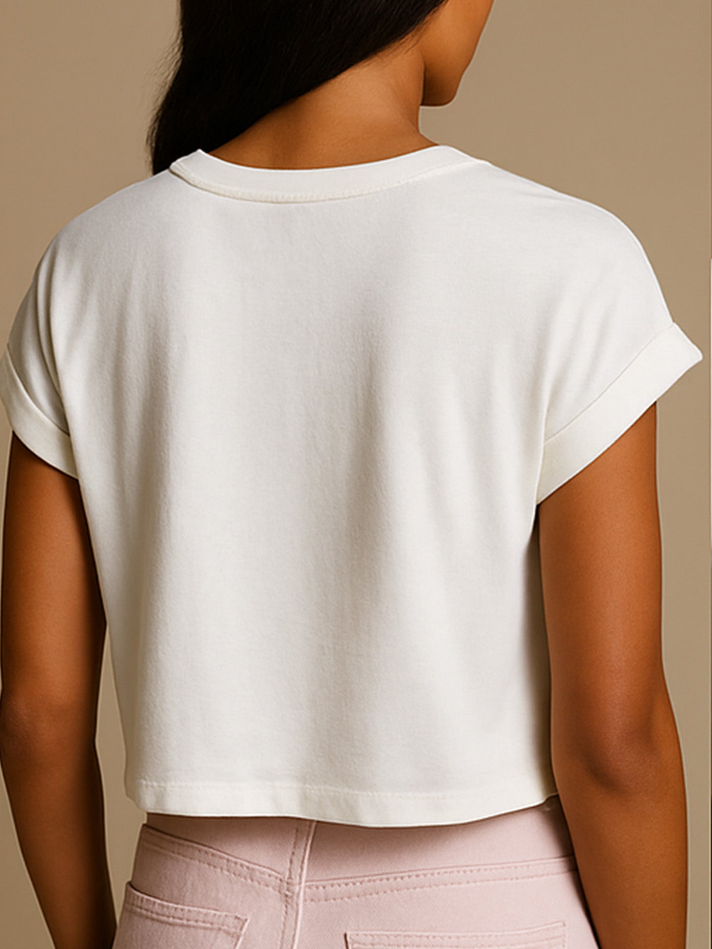100% ORGANIC COTTON CROP TOP - Almônd