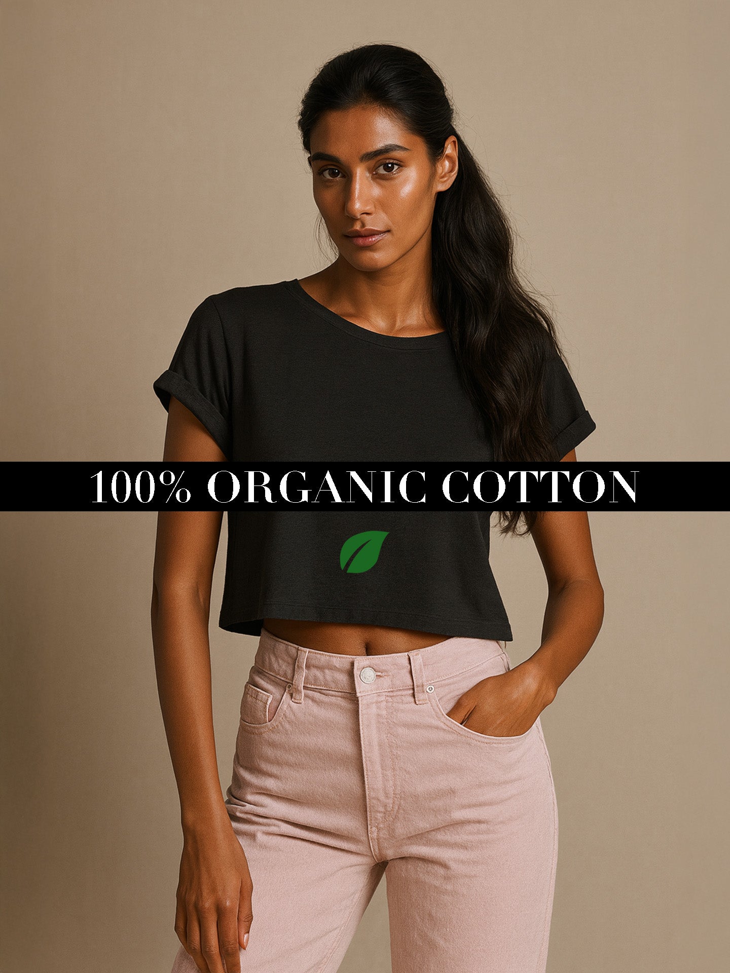 100% ORGANIC COTTON CROP TOP - Almônd