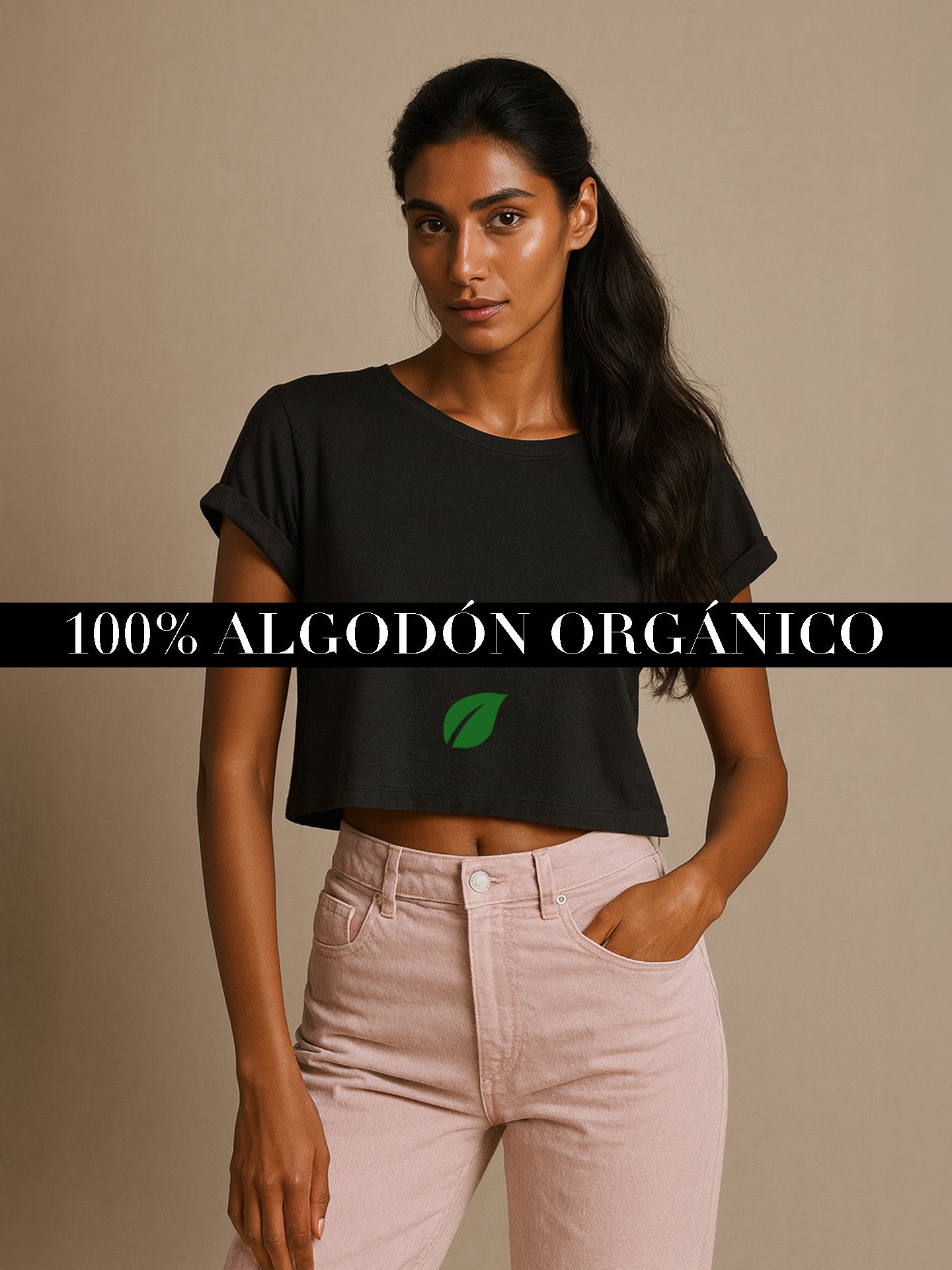 100% ORGANIC COTTON CROP TOP - Almônd