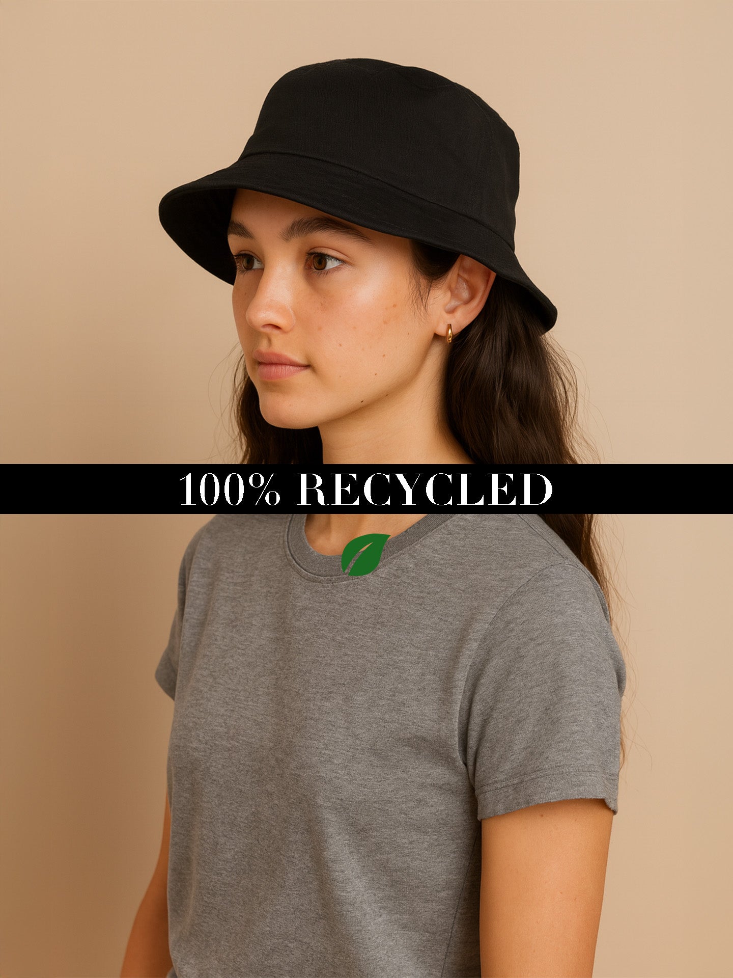 100% RECYCLED BUCKET HAT - Almônd