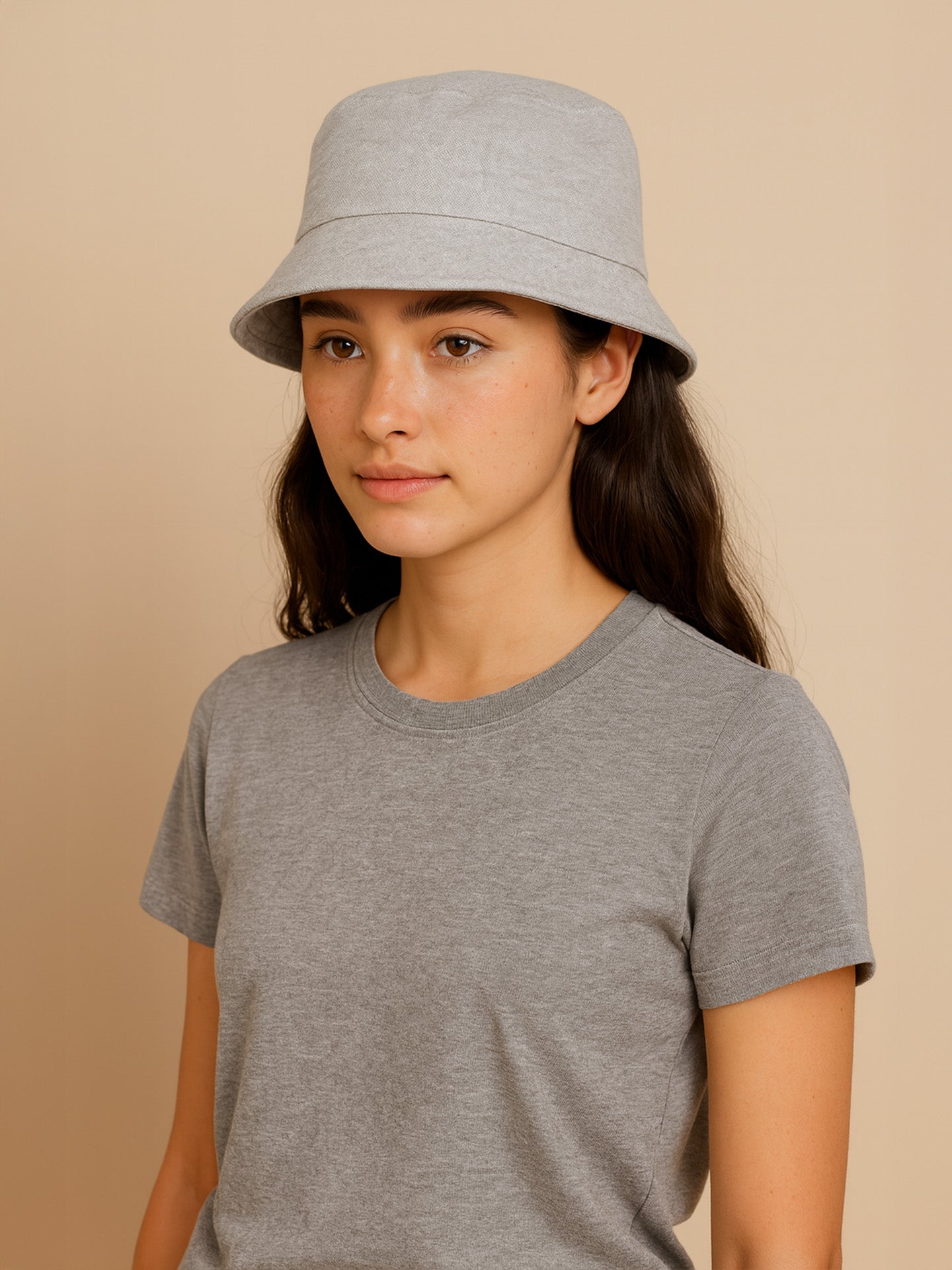 100% RECYCLED BUCKET HAT - Almônd