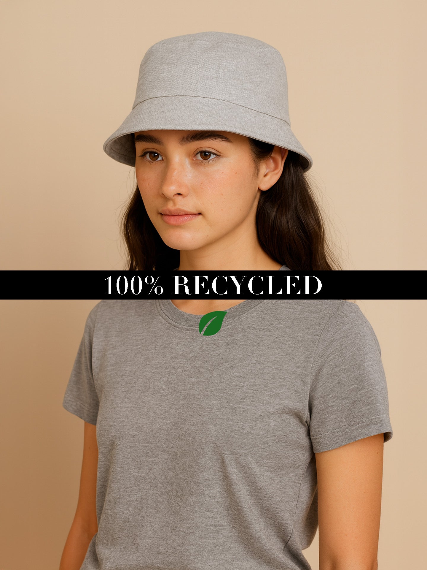 100% RECYCLED BUCKET HAT - Almônd