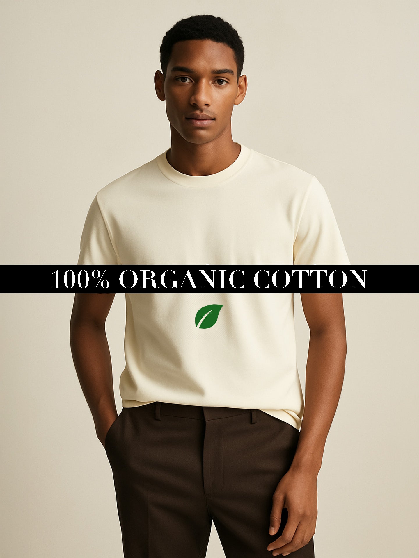 100% ORGANIC COTTON T-SHIRT - Almônd