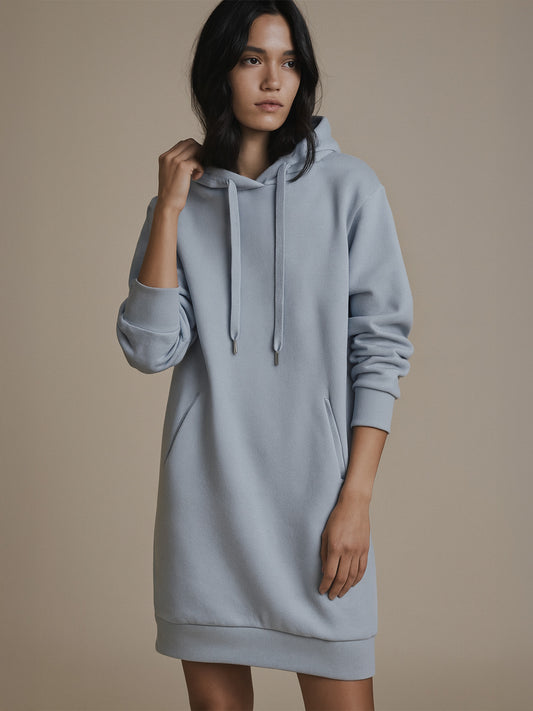 ORGANIC & RECYCLED HOODIE DRESS - Almônd