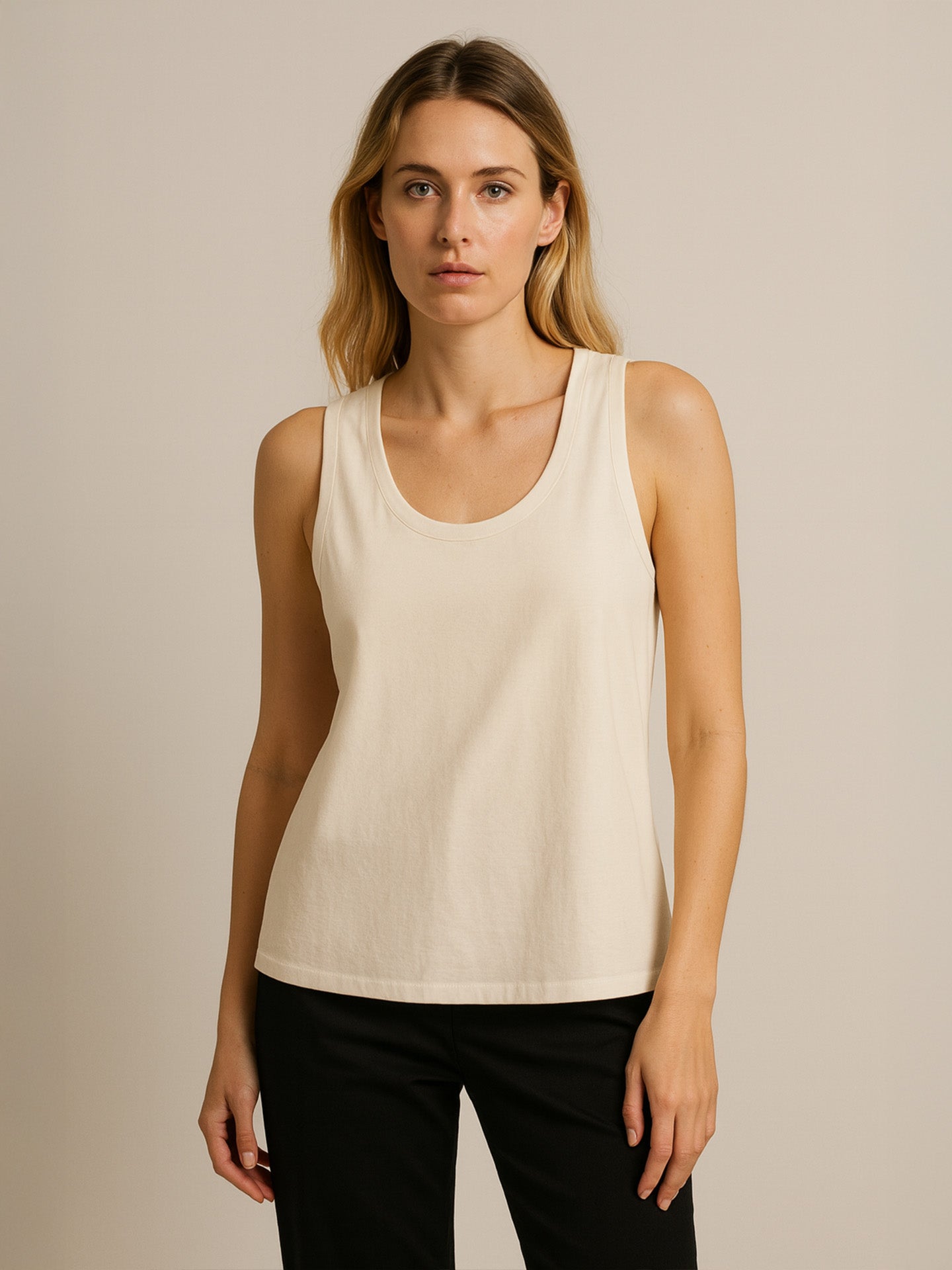 ORGANIC COTTON LOOSE TANK TOP - Almônd