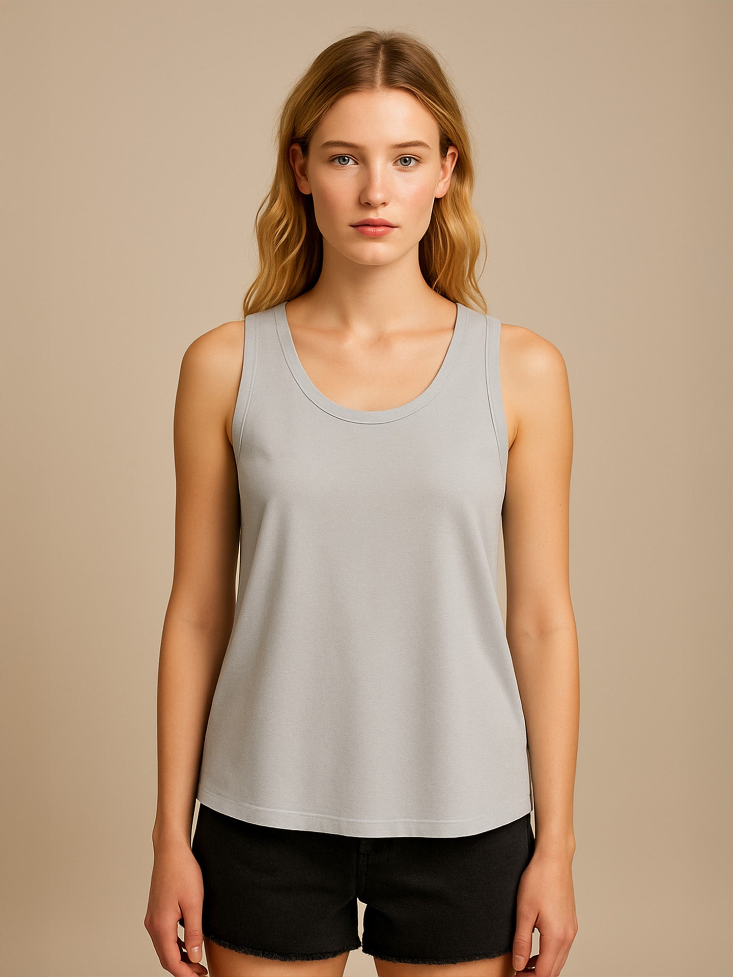 ORGANIC COTTON LOOSE TANK TOP - Almônd