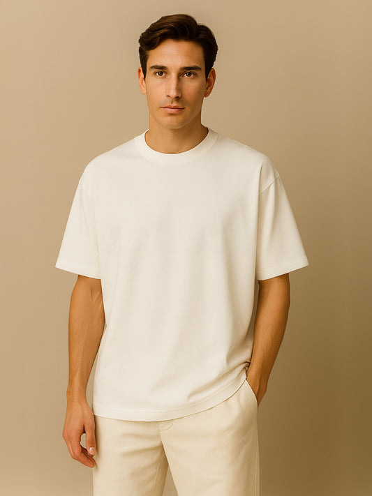 100% ORGANIC COTTON OVERSIZED T-SHIRT - Almônd
