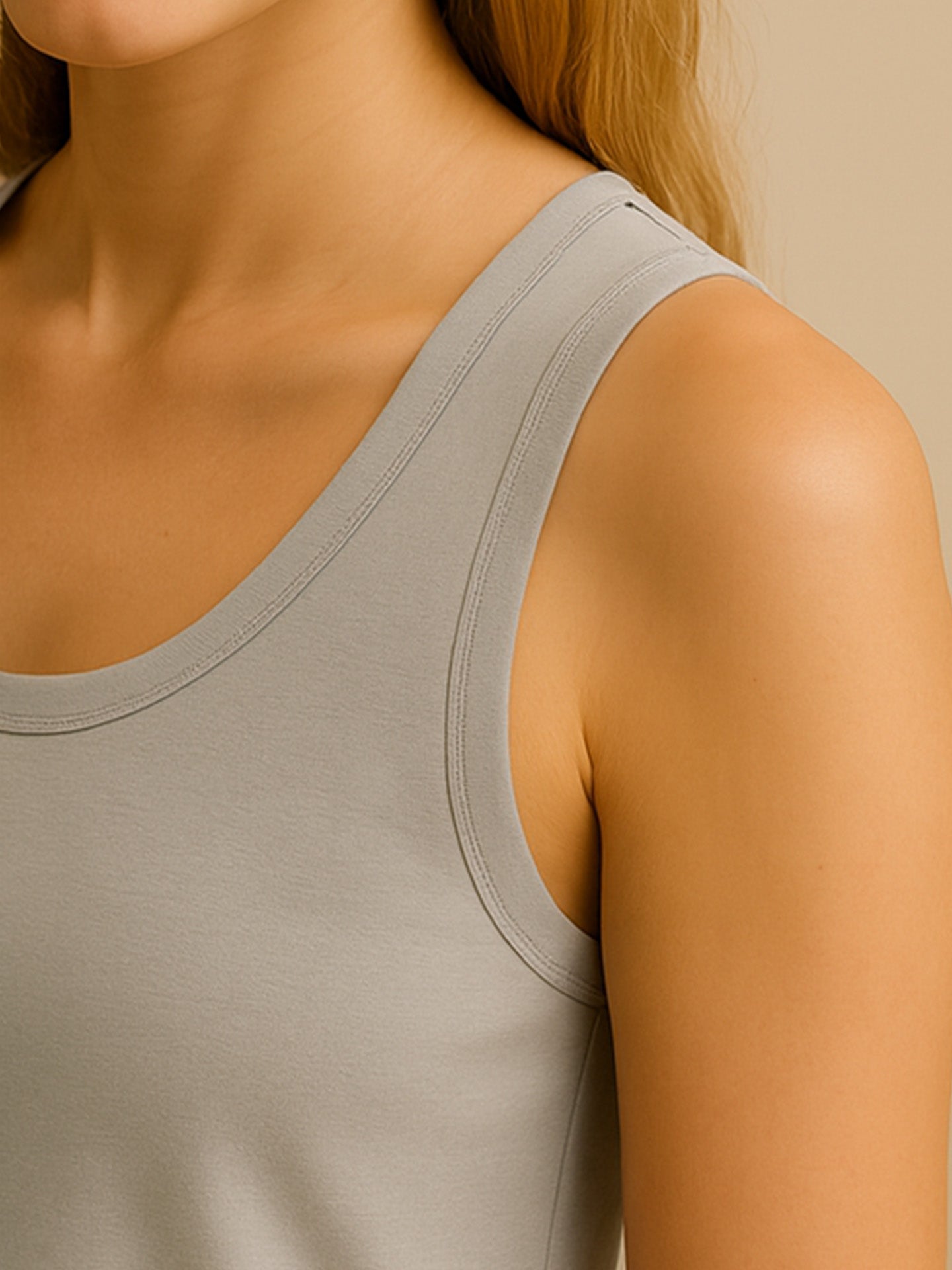 ORGANIC COTTON LOOSE TANK TOP - Almônd