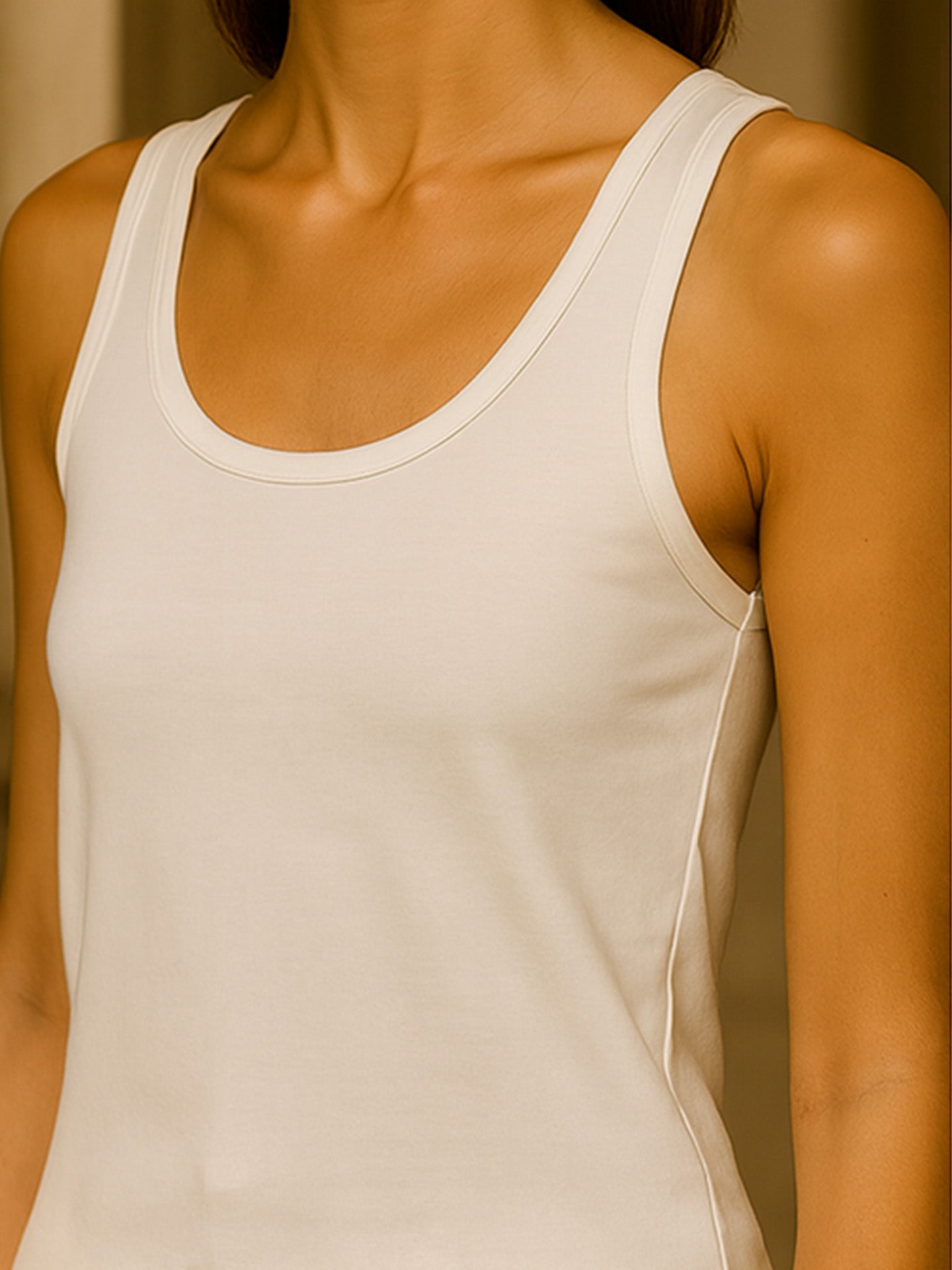 ORGANIC COTTON SLIM FIT TANK TOP - Almônd