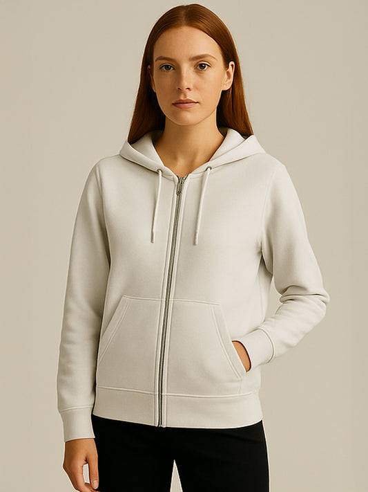 ORGANIC ZIP HOODIE - Almônd